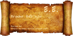 Brader Bónis névjegykártya